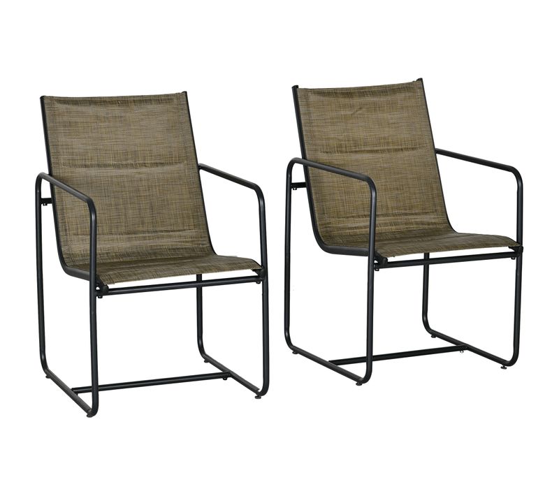 Chaises De Balcon Métal Avec Accoudoirs, Revêtement Respirant, Pieds Antidérapants, Marron