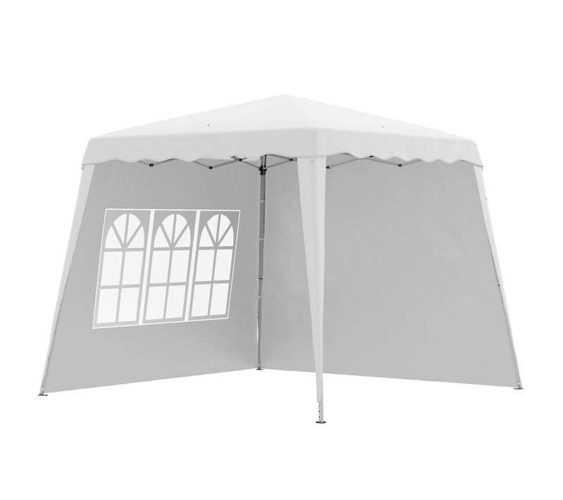 Pavillon Pliable 2,4x2,4m Avec Paroi, Protection Uv, Avec Sac De Transport, ,blanc