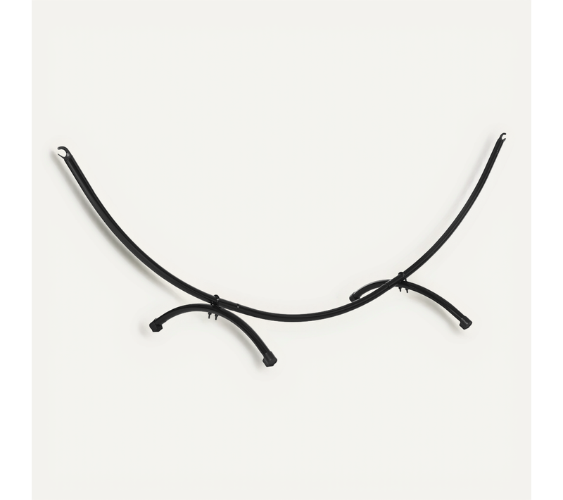 Cadre De Hamac En Acier Noir 300 X 90 X 100 Cm Avec Système De Traction, Pour Jardin Et Plage