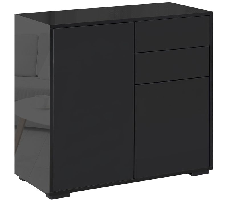 Buffet En Bois Avec 2 Tiroirs Et 2 Portes, Protection Anti-basculement, 117x36x74cm