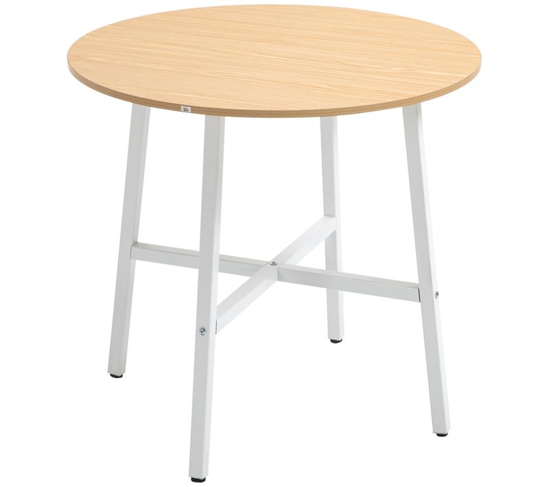 Table De Salle à Manger Pour 4 Personnes, Métal Et Bois Naturel, 80x80x76 Cm, Pour Cuisine Et Salon