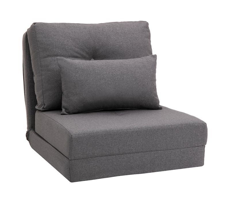 Sofa Au Sol 2-en-1 En Lin Avec Dossier Réglable, Coussin De Sol Confortable