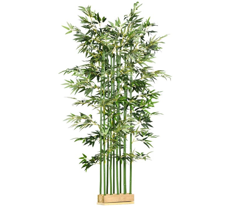 Plante Artificielle En Bambou De 180 Cm En Pot En Bois De Pin, Pour Intérieur Et Extérieur