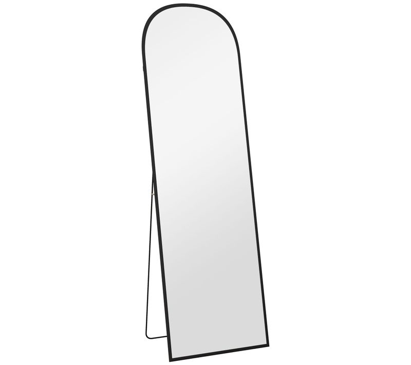 Miroir Sur Pied 1615 X 50 Cm Aluminium Avec Cadre Noir, Pour Salon Chambre