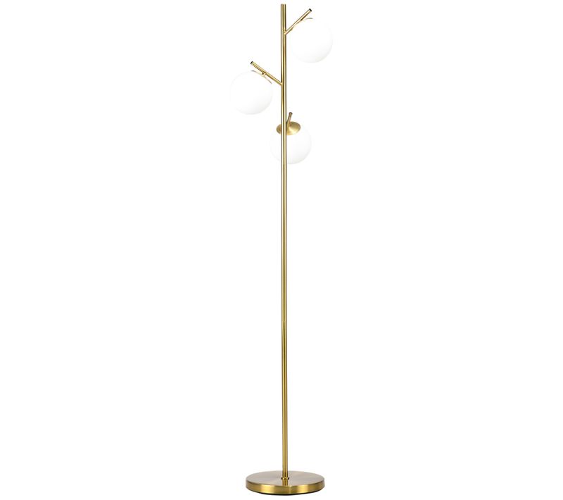 Lampadaire 40w En Métal Et Verre, 3 Abat-jours En Verre, 169 Cm