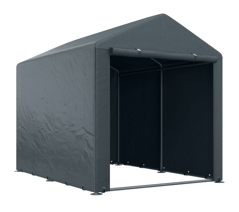 Tente De Garage 1,6x2,18x1,72m, Avec Protection Uv, Porte à Fermeture éclair, ,gris