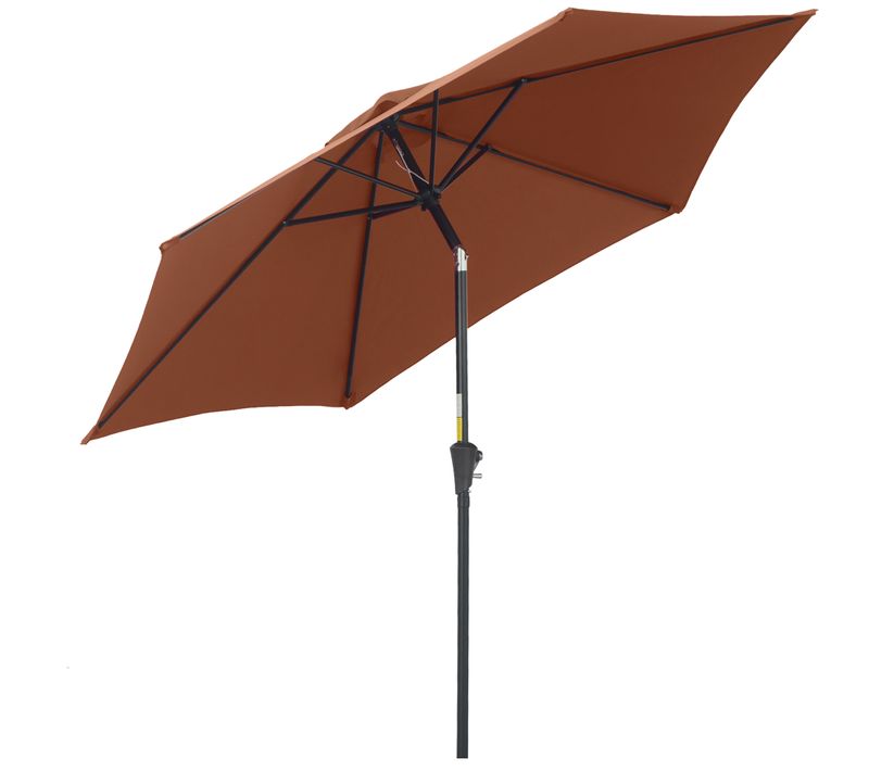 Parasol Inclinable Manivelle, 2,7 M, Aluminium Et Polyester 180g/m², Marron, Jardin Et Terrasse