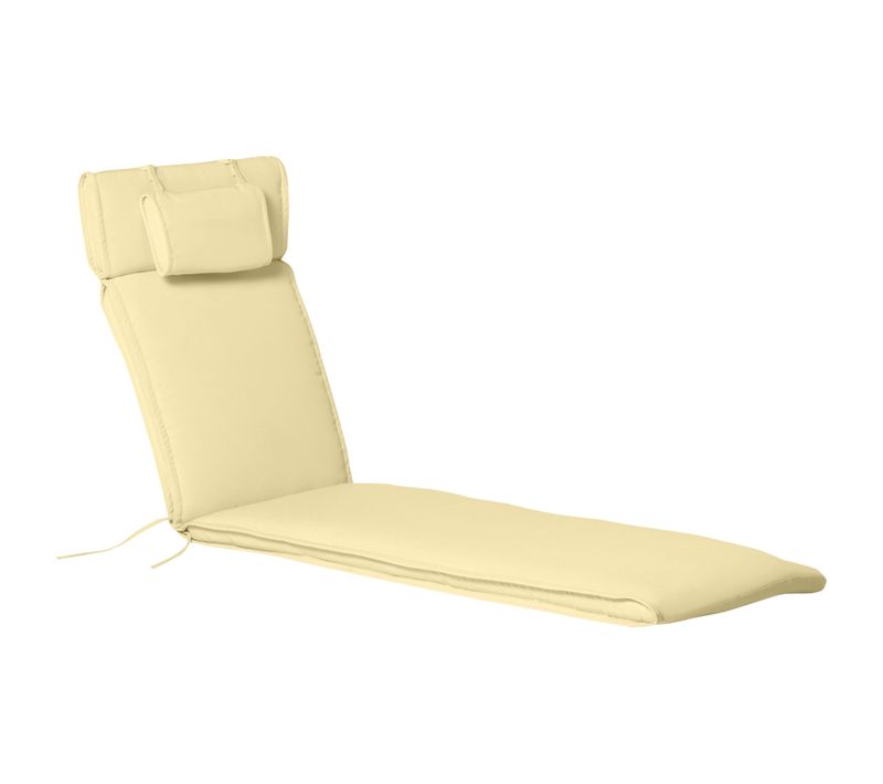 Chaise Longue En Tissu Polyester Et Fibres De Coton Avec Coussin, Crème