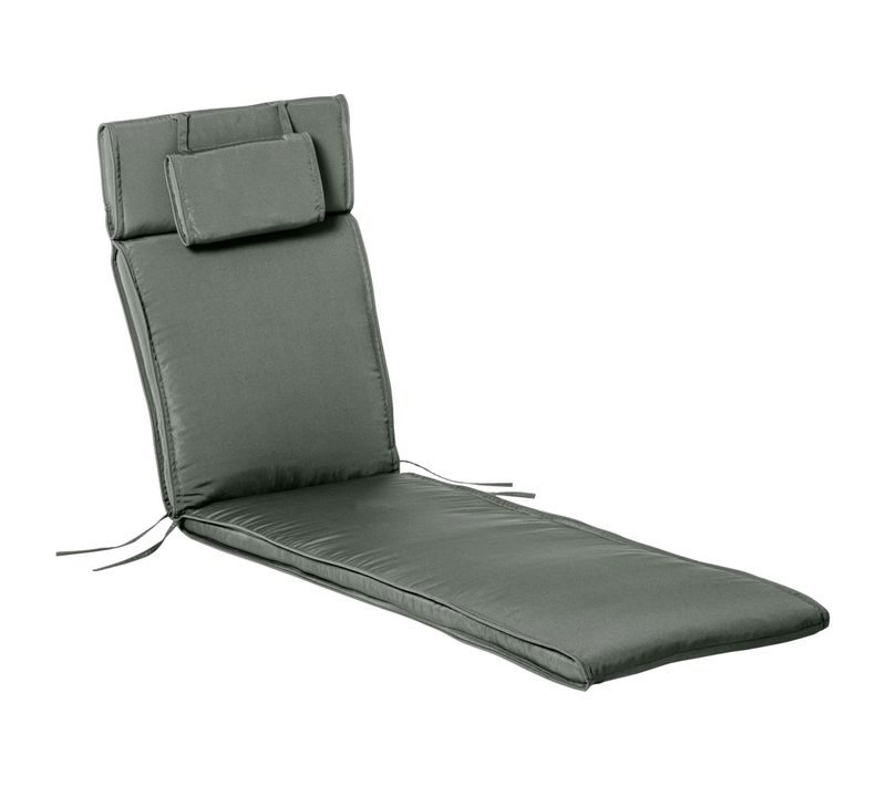 Matelas De Chaise Longue En Polyester Et Fibre De Coton, Avec Coussin Amovible, Gris