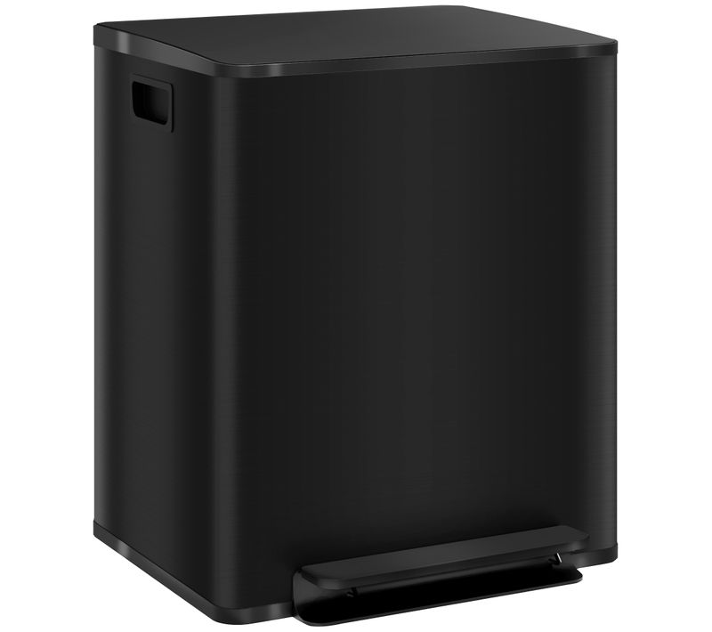 Poubelle 2x25l En Acier Inoxydable Avec Pédale, Couvercle, Pour Salon Et Bureau