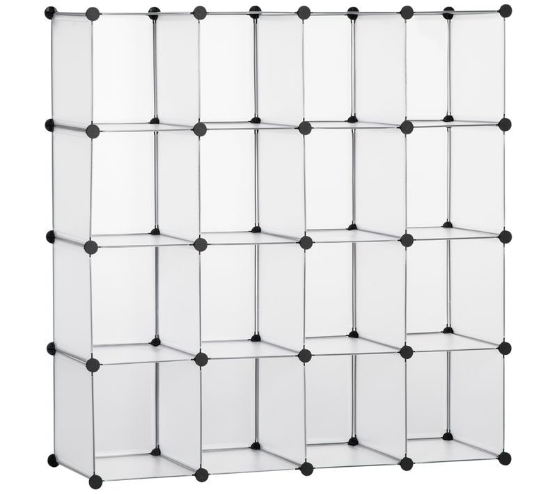Système De Rangement à Cubes En Plastique 16 Cubes Pour Chambre D'enfant Et Salon,blanc 125x32x125cm