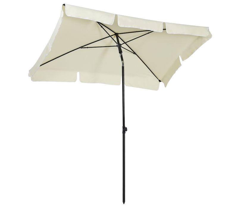 Parasol Avec Protection Uv, Parasol Inclinable, Parfait Pour Balcon Et Plage, ,blanc Crème Et Noir