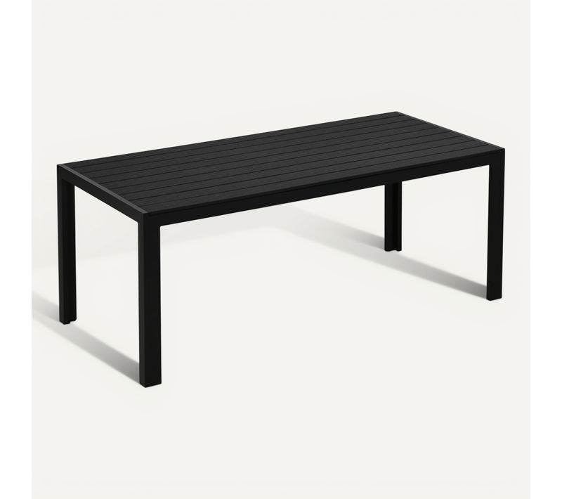 Table De Jardin 120x70 Cm En Aluminium Et Polywood Pour Terrasse Moderne,noir