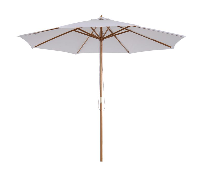 Parasol En Bois 300 Cm, Parasol De Jardin, Parasol De Balcon, Bambou, ,blanc Crème