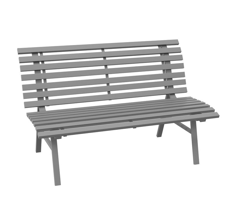 Banc De Jardin 2 Places En Aluminium Avec Dossier 123x67x79cm, Gris Pour Jardin Terrasse Balcon