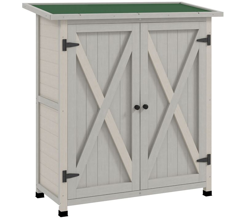 Abri De Jardin En Bois, Résistant Aux Intempéries, Avec 2 Portes, Toit En Bitume, 110 X 55 X 117 Cm