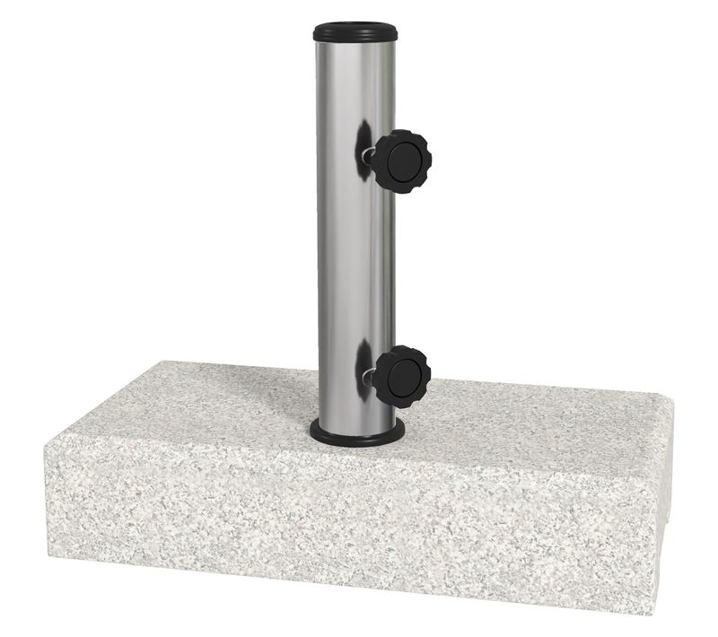 Base Demi-rond 25 Kg En Granit Pour Ø32/38/48 Mm, Balcon Et Jardin, Gris 45x40 Cm