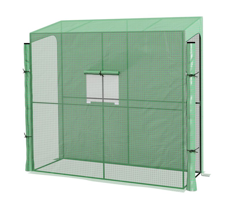 Serre 2 Portes En Pe Étanche Avec Fenêtre Latérale Protection Uv Pour Jardin, Vert