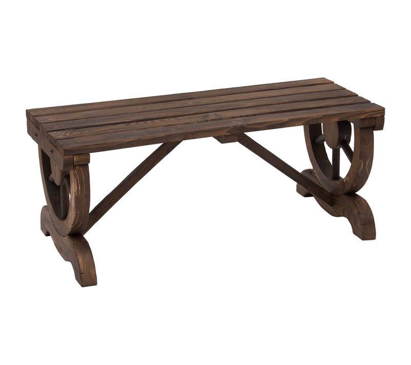 Banc De Jardin En Bois Résistant Aux Intempéries 98 X 50 X 39,5 Cm Rustique Et Durable