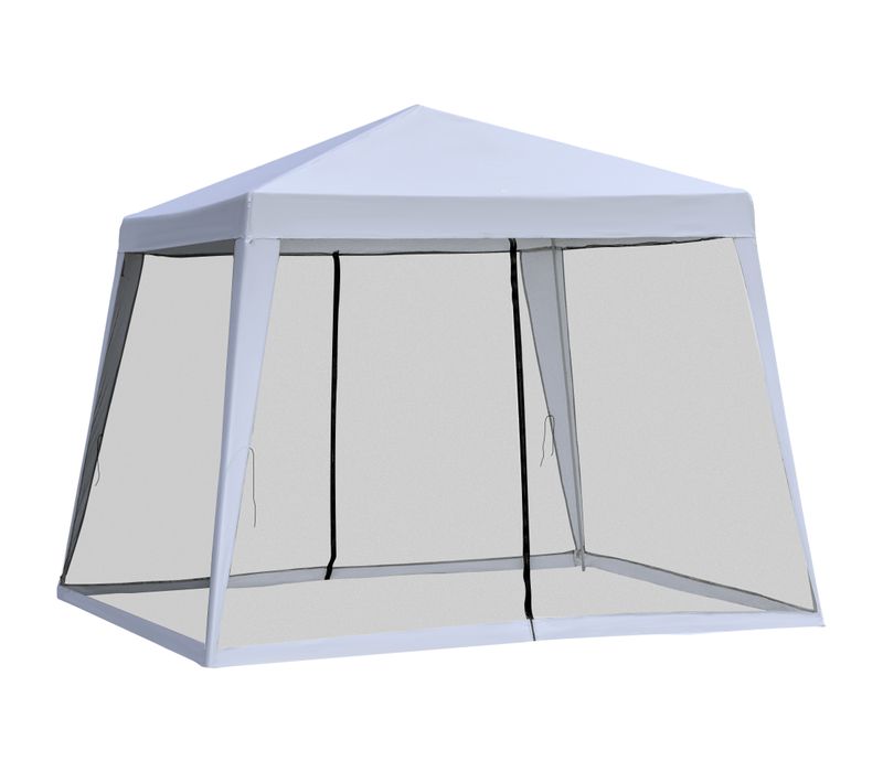 Pavillon 3x3m, Tente De Fête Avec Moustiquaire, Métal Et Polyester, ,gris