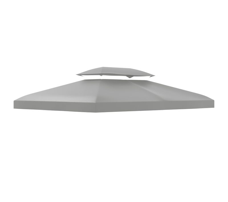 Toit De Rechange Pour Pavillon De Jardin 3x4m En Polyester, Résistant Aux Intempéries, Gris Clair