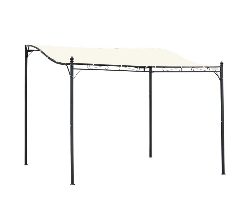 Pergola Jardin 297x297cm, Couverture En Métal, Idéale Pour Jardin Ou Terrasse, ,crème