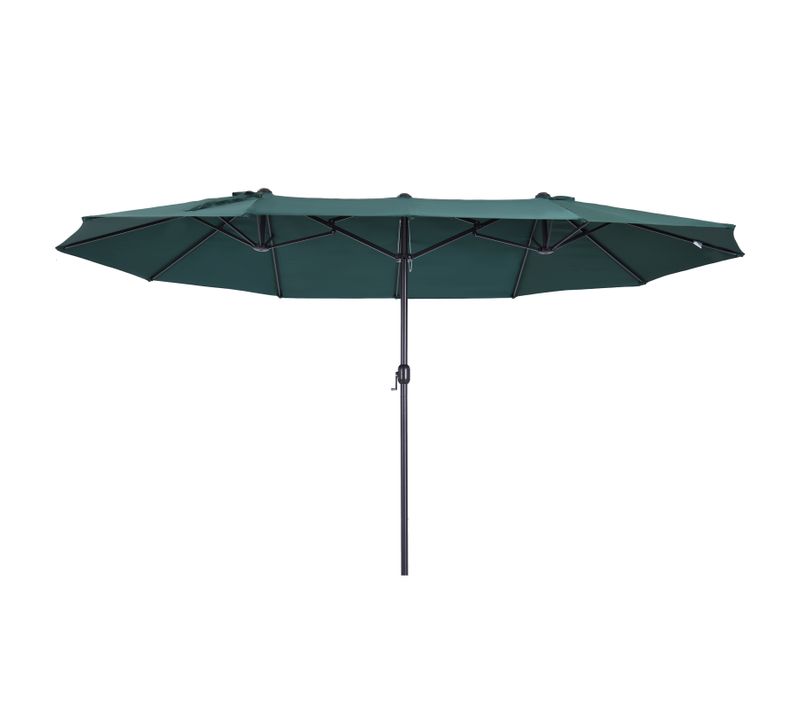 Parasol Balcon Polyester Abs 460×270×241 cm Ø2,7 m Avec Pied En Croix ,vert Foncé