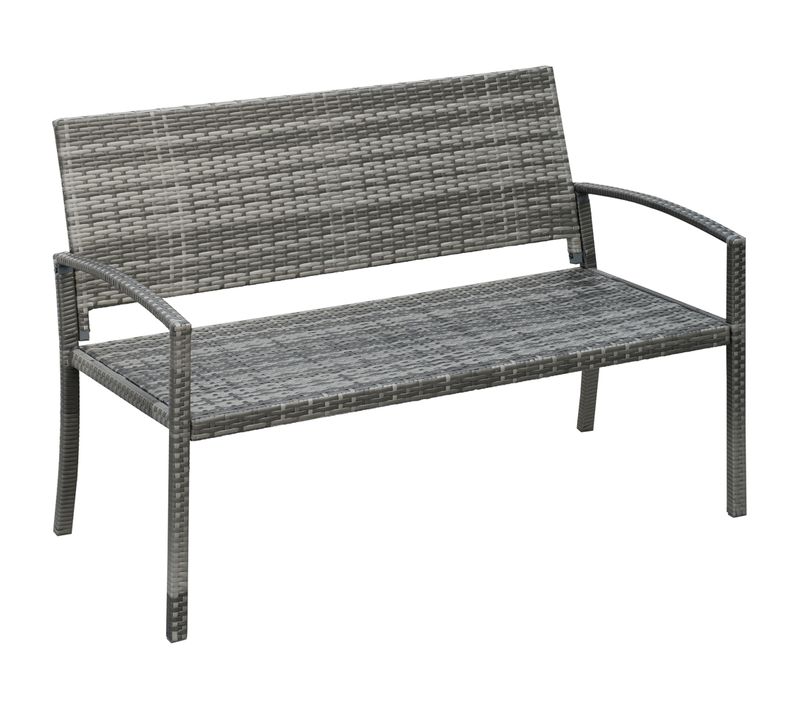 Banc De Jardin En Acier Avec Effet Rotin Pour 2 Personnes, Jusqu'à 320 Kg, Gris