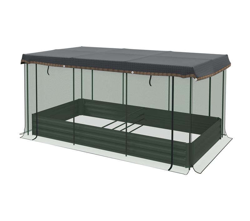 Jardin Surélevé En Acier Avec Filet De Protection Pour Oiseaux, 230x110x110 Cm, Pour Balcon