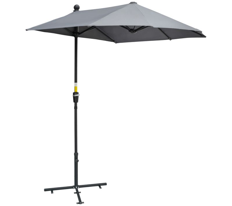 Parasol Semi-circulaire 2x2 M, Support, Imperméable, Jardin, Terrasse, Balcon, Gris Foncé