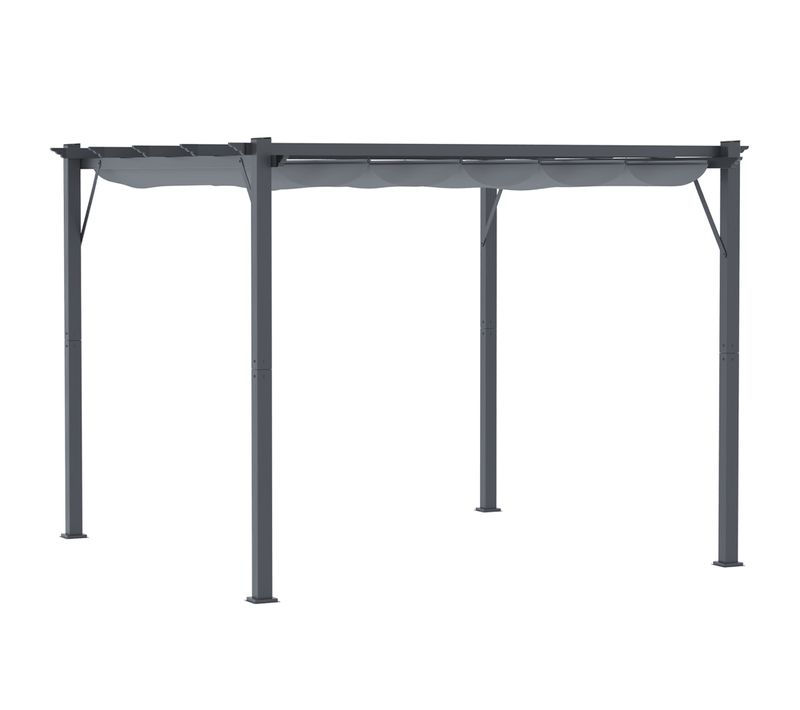 Pergola Pavillon En Aluminium Avec Toit Coulissant, Jardin, Gris Anthracite Et Gris Foncé, 3x3x2,23m