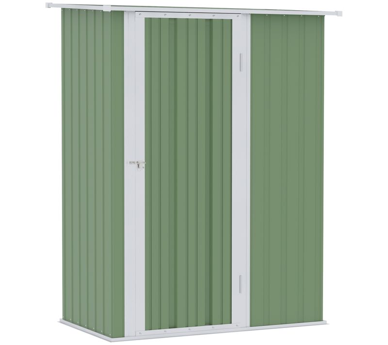 Abri De Jardin En Acier Avec Porte Extérieur, Dimensions 142 X 84 X 189 Cm, Vert