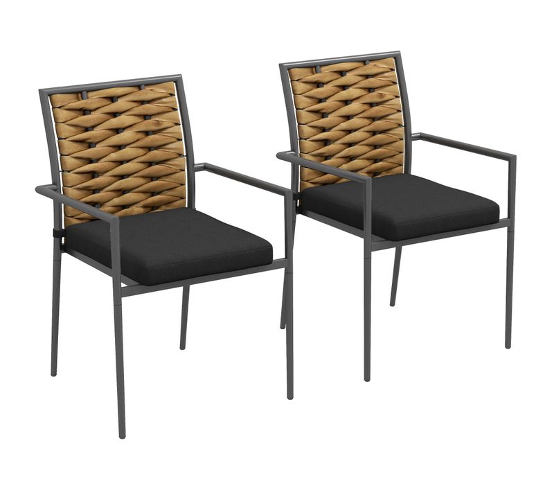 Chaises De Jardin En Métal, Résistantes Aux Intempéries, Design Moderne, Noir