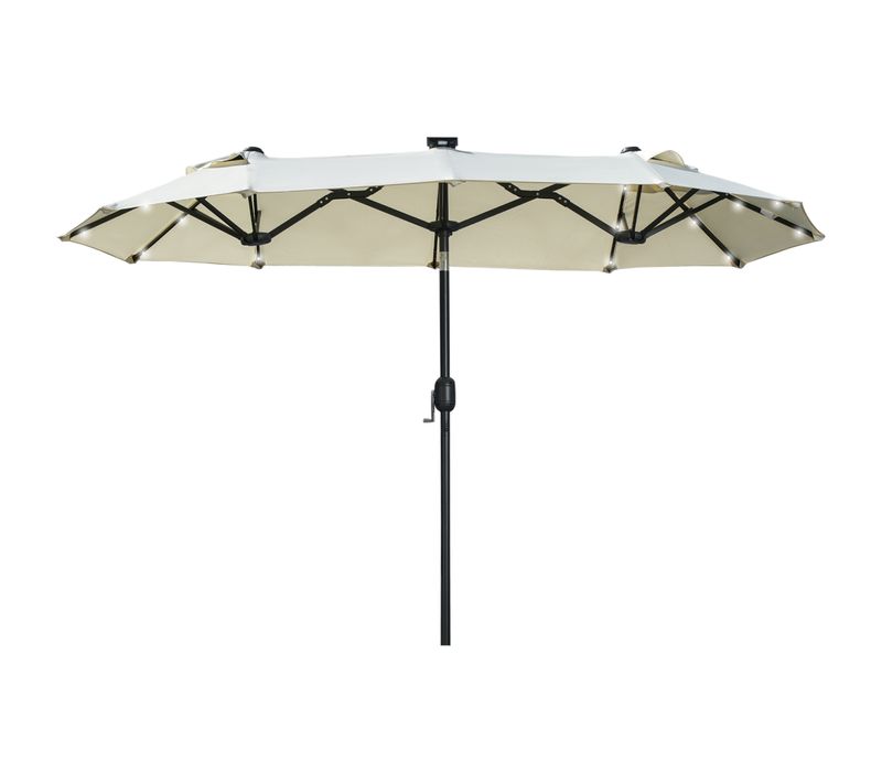 Parasol Double LED, 295x219 Cm, Inclinable, Jardin Pour Terrasse Et Piscine, Polyester Et Acier