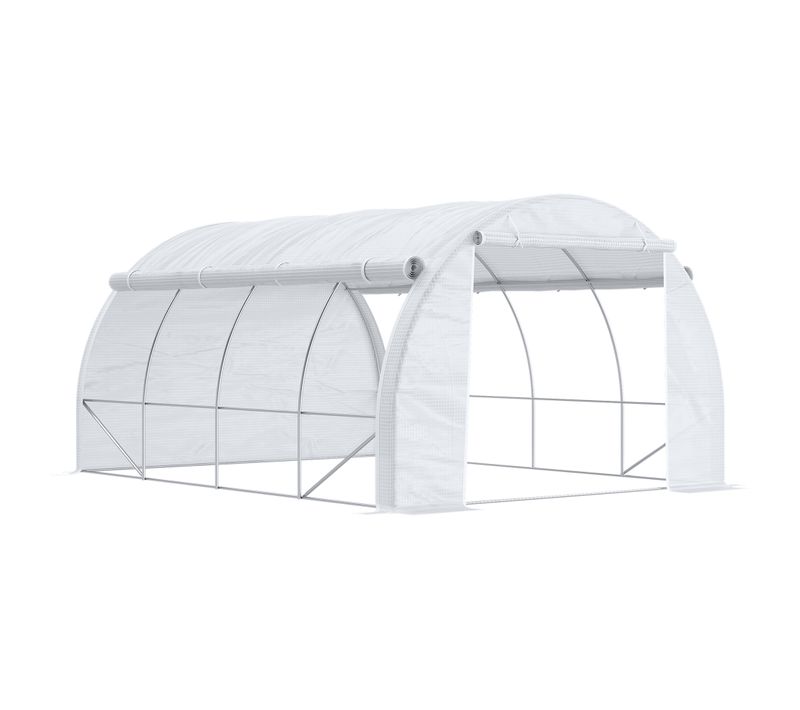 Serre En Plastique 3,97 X 3,02 X 2 M Avec Protection Uv, Résistance Au Vent, Porte Latérale, Blanc