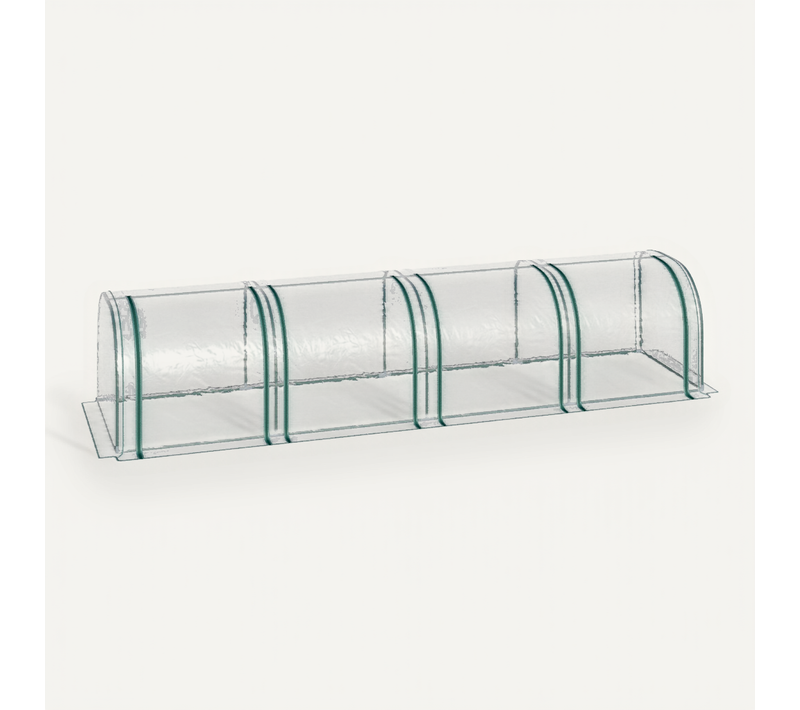 Serre Tunnel En Acier,toile Robuste,4 Fenêtres Avec Fermeture éclair,transparente,395 X 100 X 80 Cm