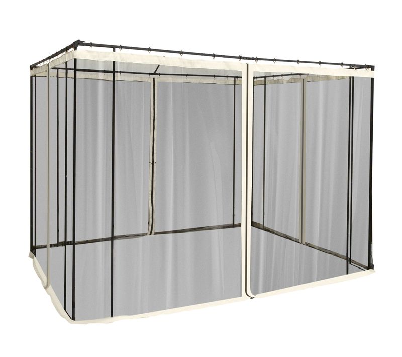 Pavillon En Nylon-mesh Avec 4 Panneaux Latéraux, Système De Fermeture Éclair, 3x3m