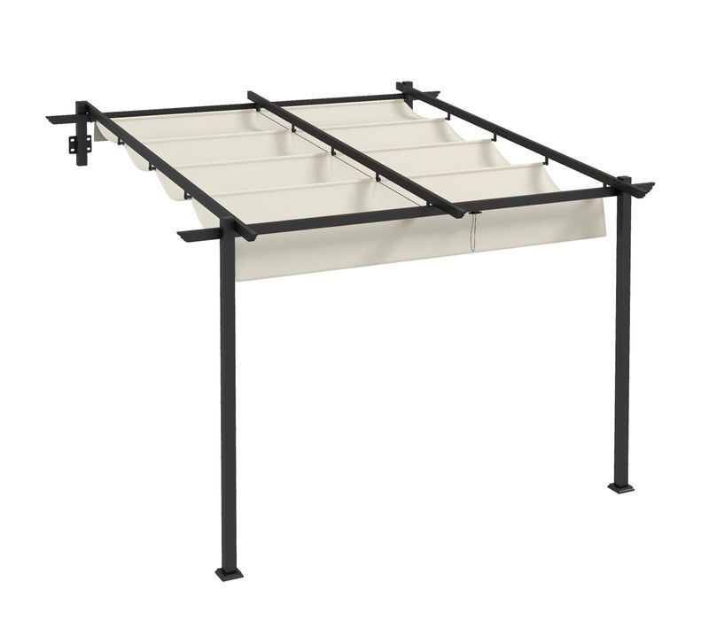 Pergola En Aluminium 3 X 3 M, Toit Réglable, Étanche Au Vent, Crème