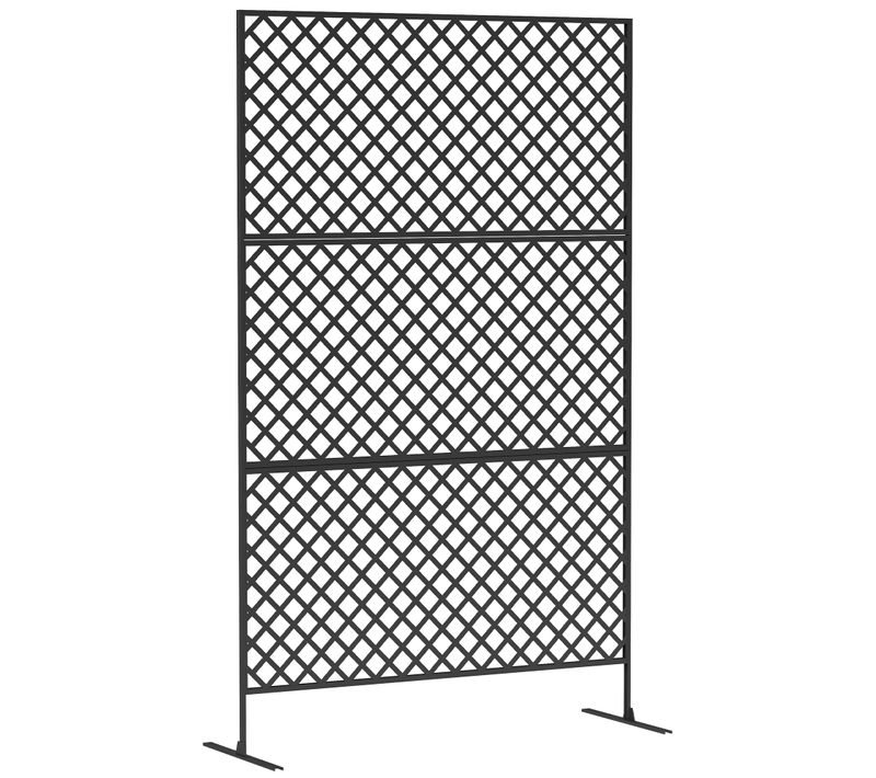 Paravent 3 Pièces En Acier, Séparateur Extérieur, Grille, Noir