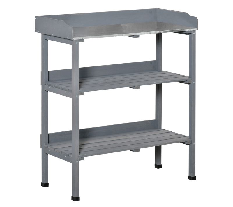 Table De Rempotage En Métal Et Bois 76x37x89cm Idéale Pour Jardin Et Balcon