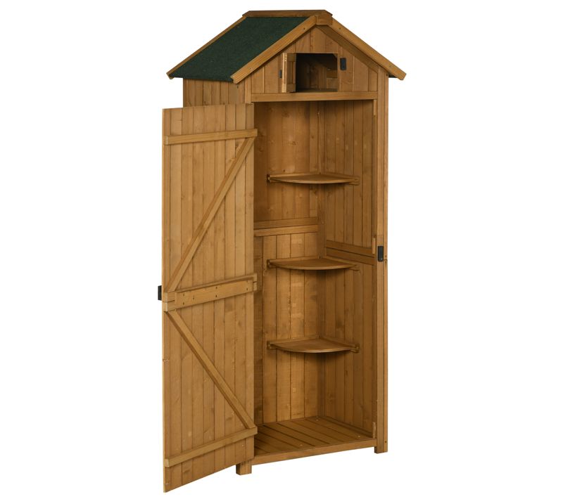 Abri De Jardin En Bois Avec Étagères Et Fenêtres, Toit En Asphalte, Jaune Et Vert 77 X 54,2 X 179 Cm