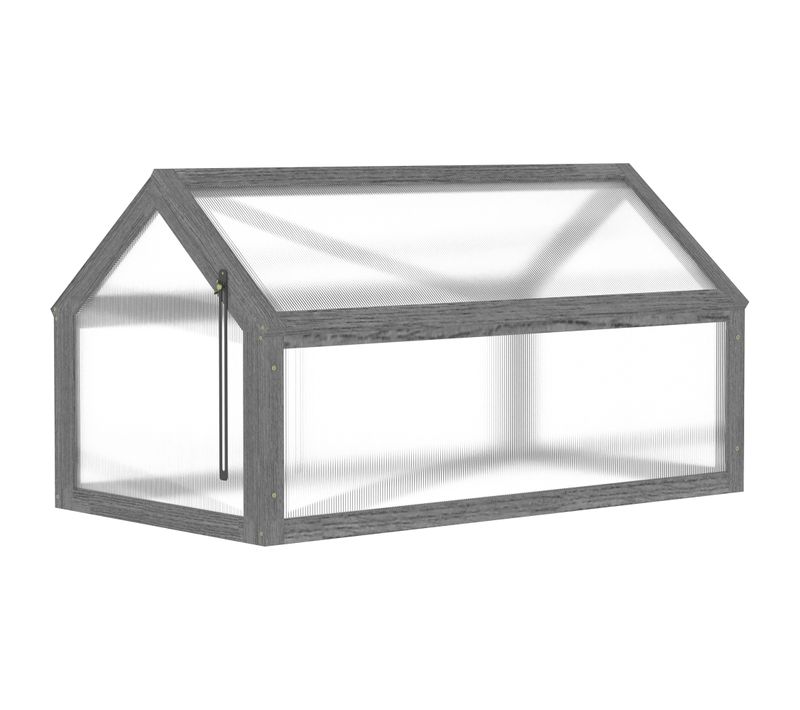 Mini Serre En Bois, Châssis De Jardin 90 X 52 X 49,5 Cm, Hivernage, Gris