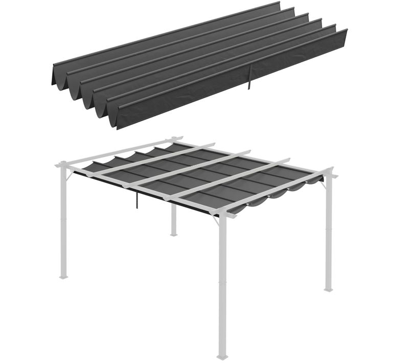 Toit De Pergola 3,5 X 2,5 M En Tissu Synthétique Avec Trous D'évacuation, Gris Foncé