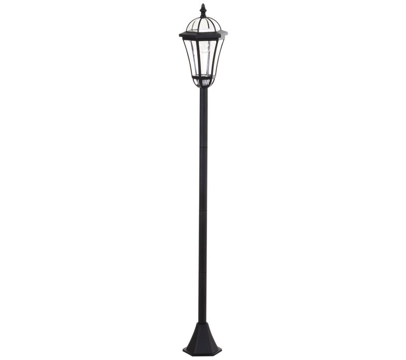 Lampadaire Solaire LED 2-st En Abs Et Acier Inoxydable, Ip44, Mode Économique, Noir
