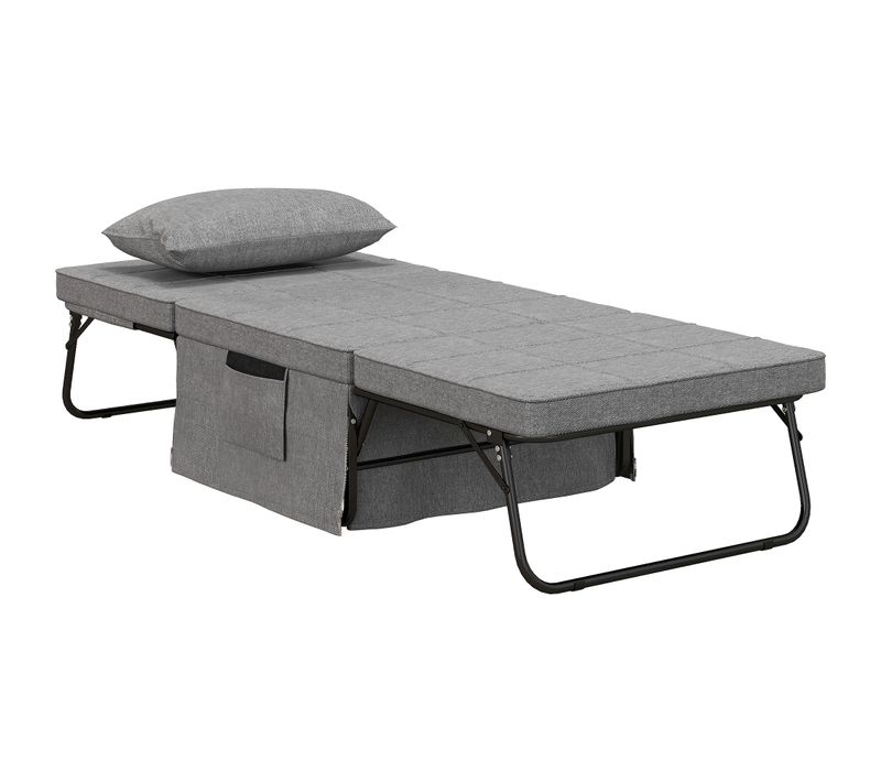 Lit D’appoint 4-en-1 Pliant, Fauteuil Ottomane, Matelas 8 cm, Structure Acier, 188×75×38 cm