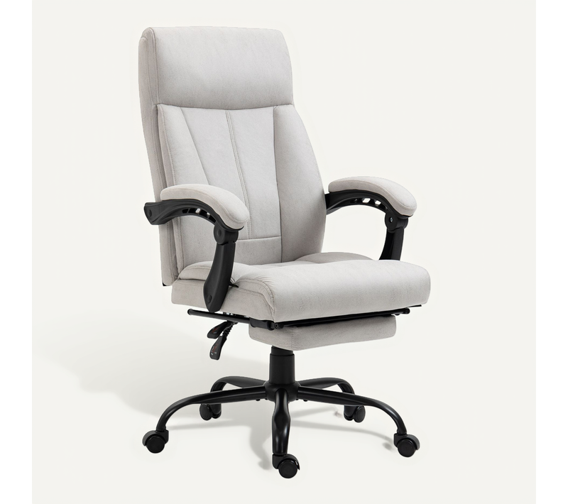 Fauteuil De Direction, Massage, Repose-pieds Réglable, Ergonomique, Gris Clair