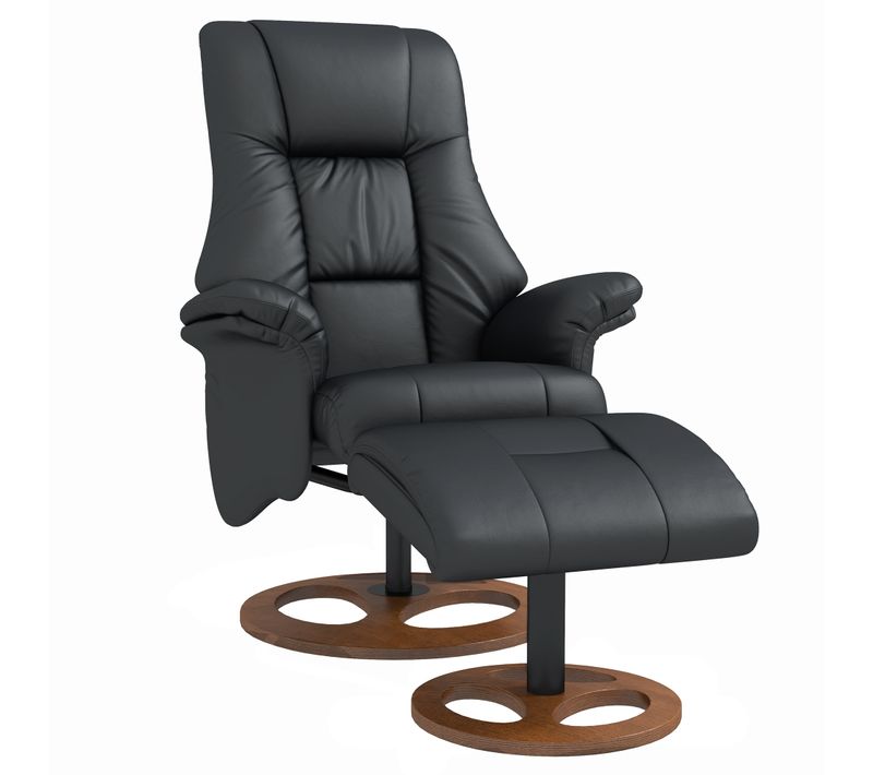 Fauteuil Relax Électrique Avec Repose-pieds, Inclinable 130°, Similicuir, Noir