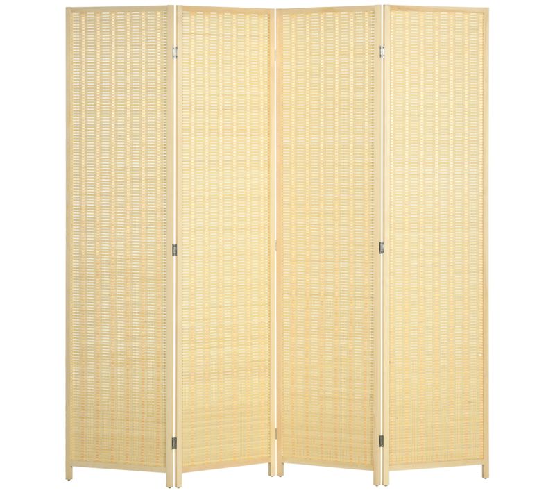 Paravent 4 Pièces Bambou Pliable Séparateur De Pièce 180 X 180 Cm Naturel
