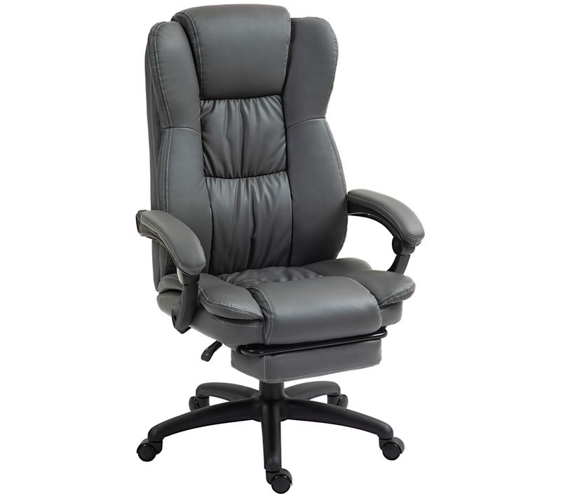 Chaise En Simili, Massage, Repose-pieds, Appui-tête, Réglable, Gris Foncé