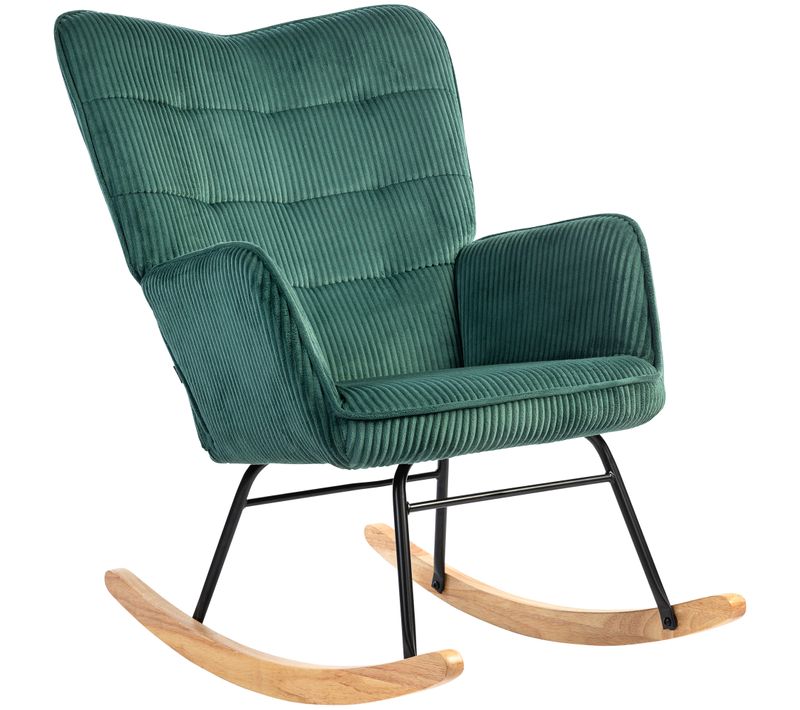 Fauteuil à Bascule Avec Imitation Cordage, Vert Foncé, Pour Salon